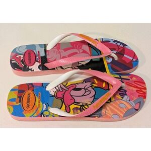 Havaianas Minnie & Daisy Multicolor Pop Art Disney Vacation Flip Flops 9/10 New